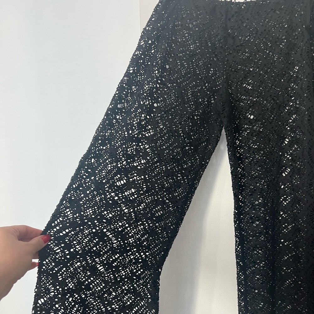 Black wide legged side tie beach pants